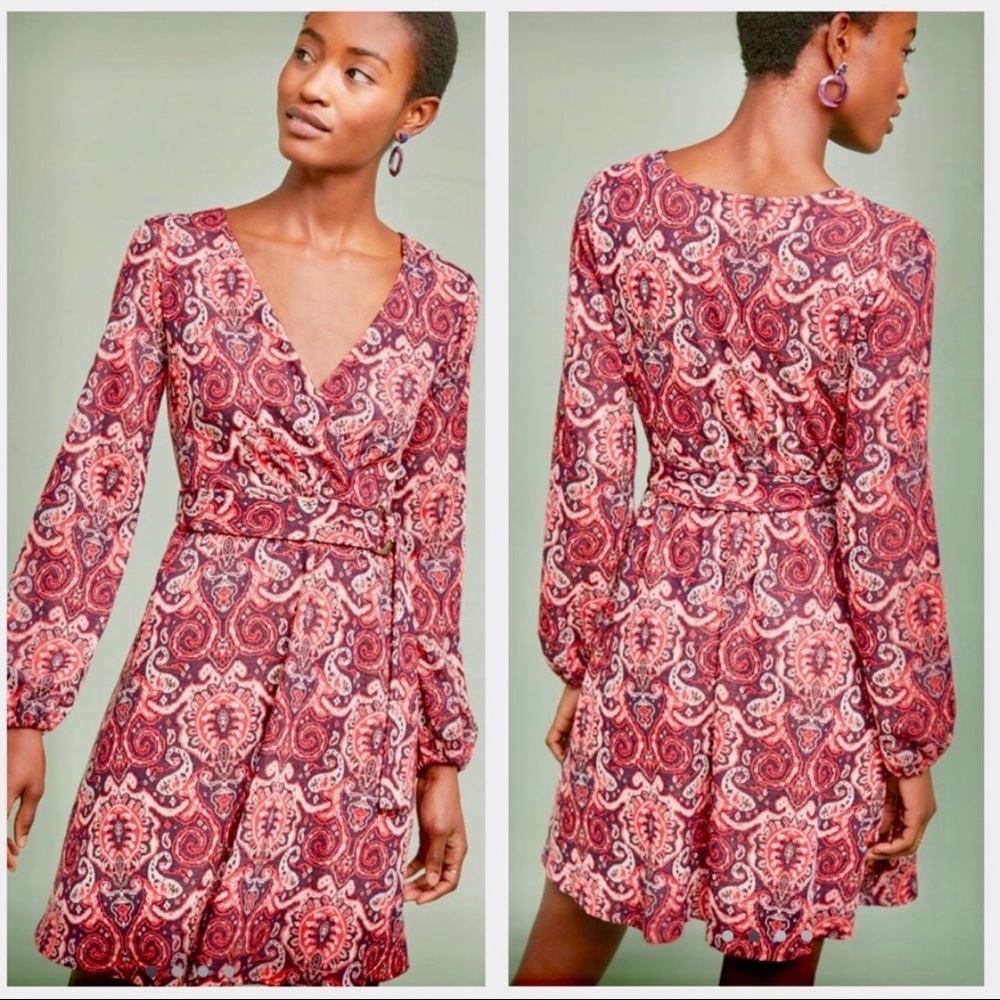 Anthropologie Maeve paisley wrap front dress